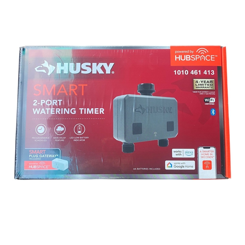 New Husky Smart 2-Port Watering Timer Hubspace Wi-Fi Bluetooth Alexa Google